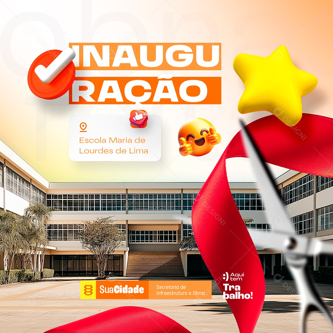Prefeitura Inauguração Escola Maria de Lourdes de Lima Social Media PSD Editável