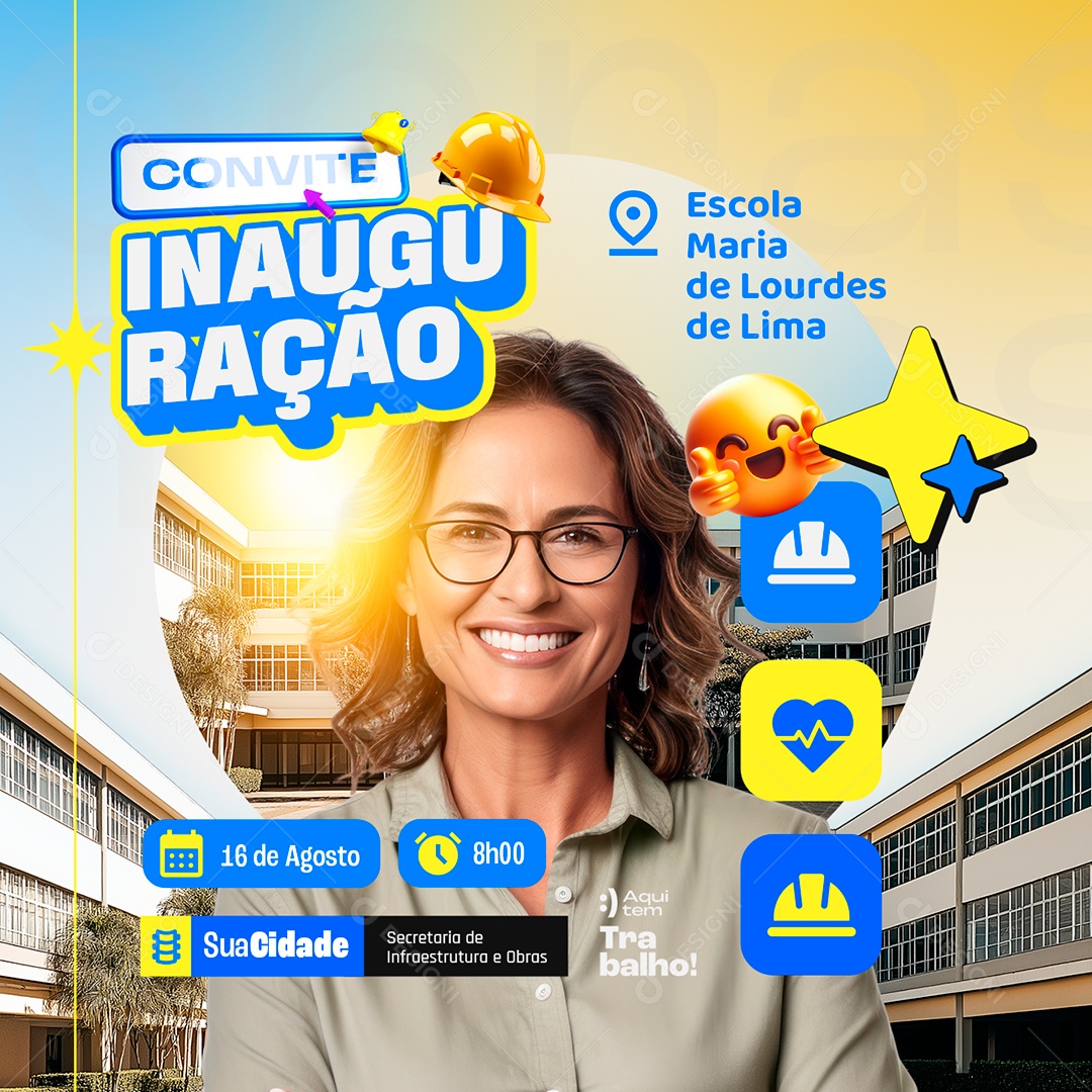 Prefeitura Convite Inauguração Social Media PSD Editável