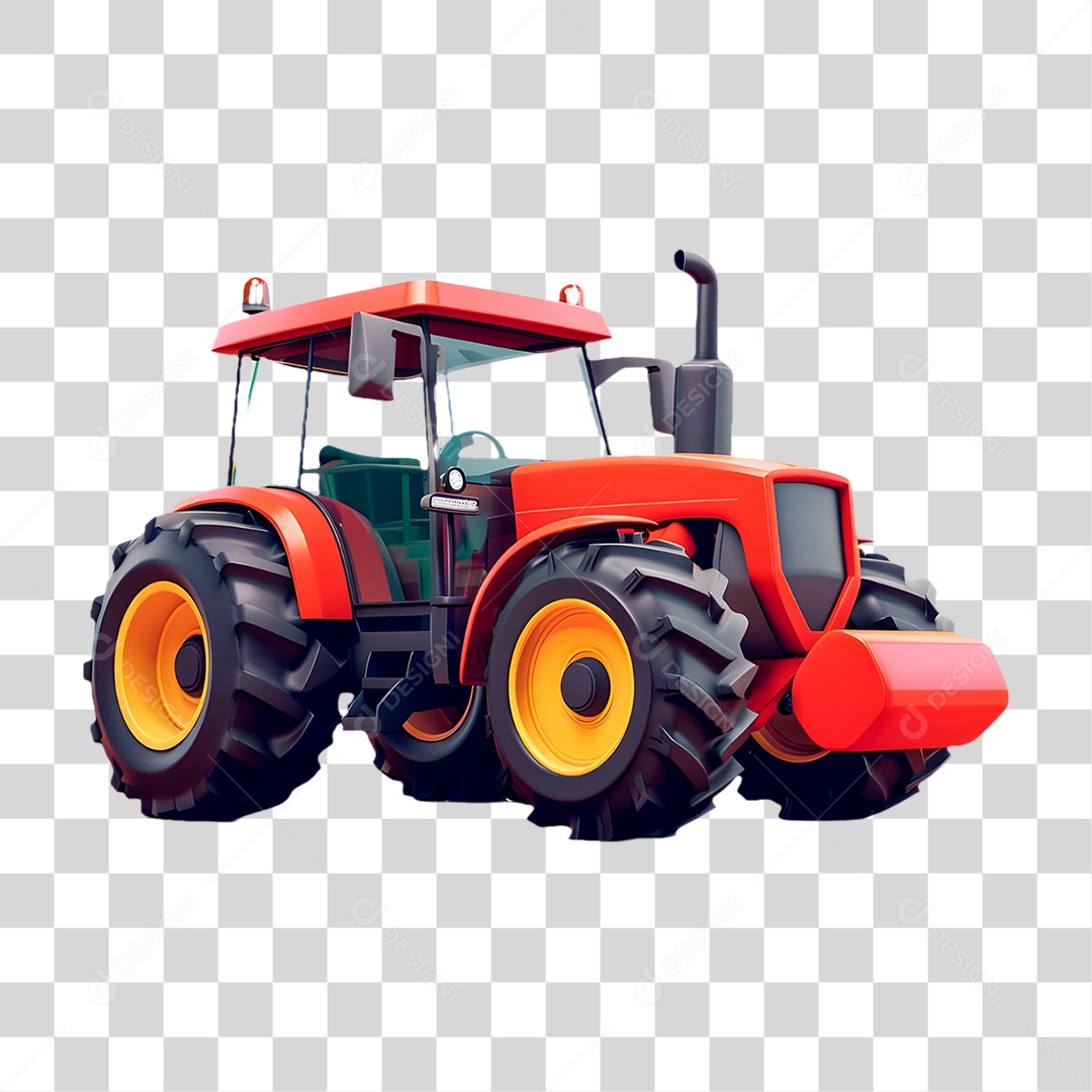 Trator Vermelho PNG Transparente