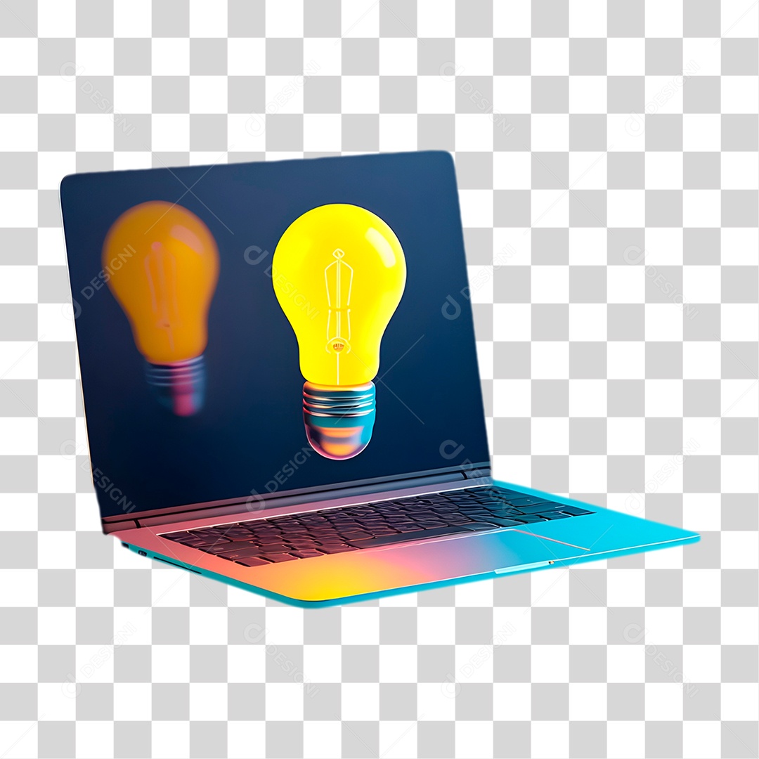 Computador com Lâmpada PNG Transparente