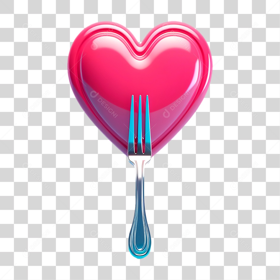 Garfo com Coração PNG Transparente
