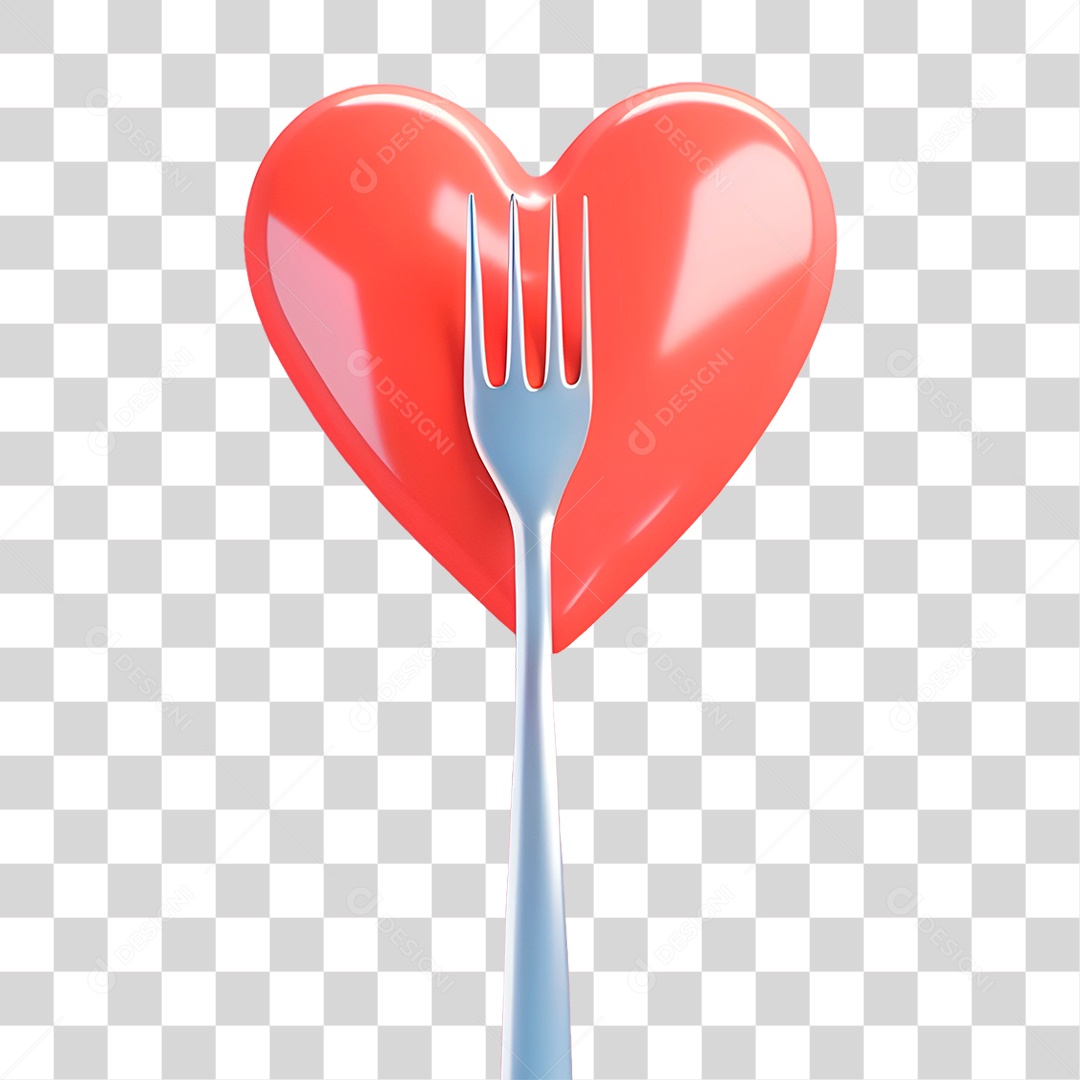 Garfo com Coração PNG Transparente