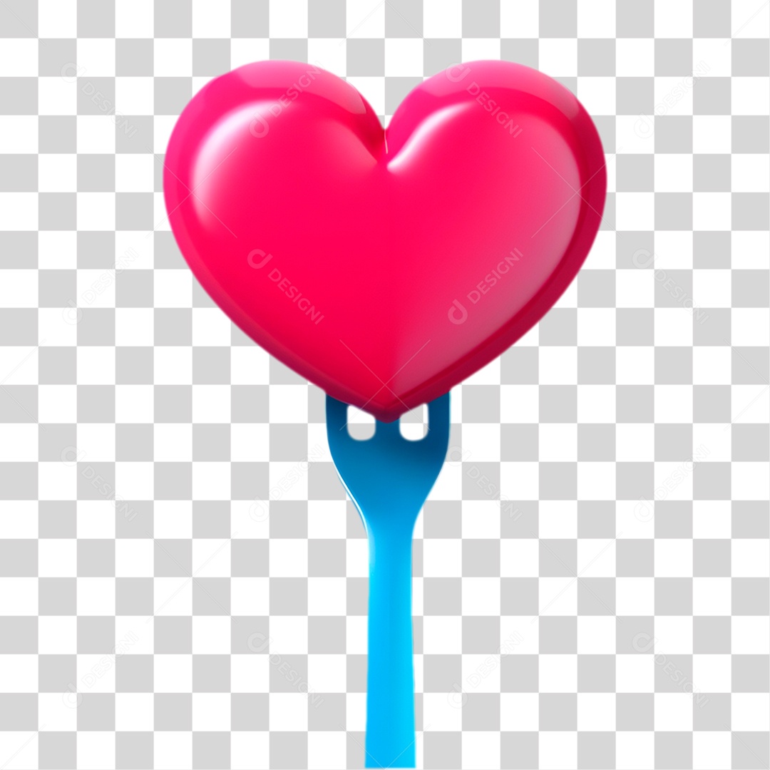 Garfo com Coração PNG Transparente