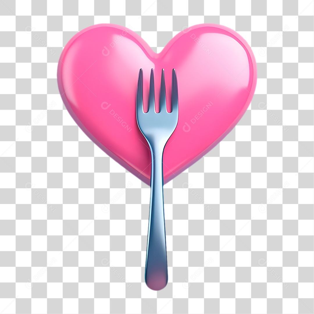 Coração com Garfo PNG Transparente