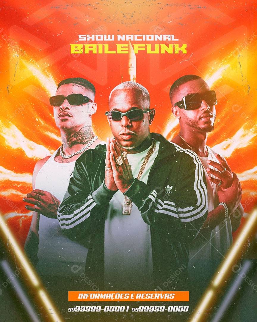 Flyer Show Nacional Baile Funk Social Media PSD Editável