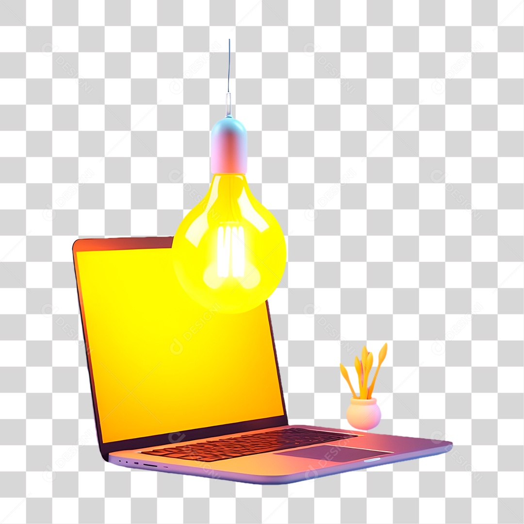 Computador e uma Lâmpada PNG Transparente