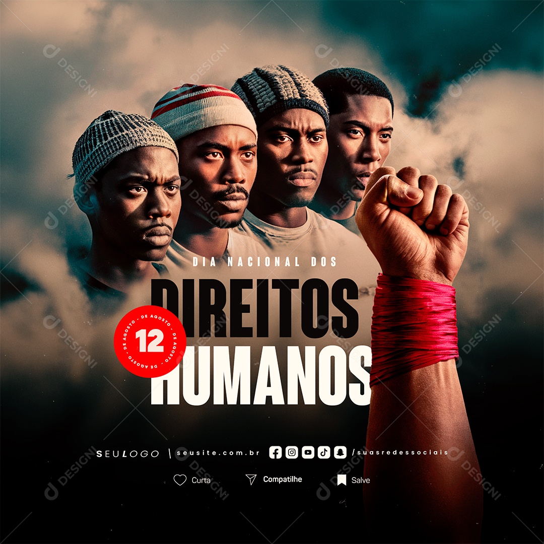 Dia Nacional dos Direitos Humanos 12 de Agosto Social Media PSD Editável