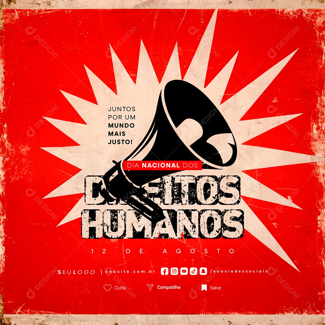 Dia Nacional dos Direitos Humanos 12 de Agosto Social Media PSD Editável