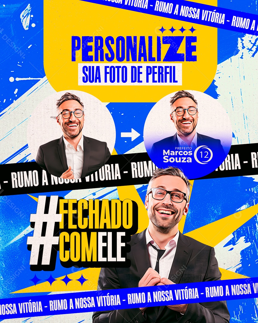 Política Personalize Sua Foto de Perfil Social Media PSD Editável