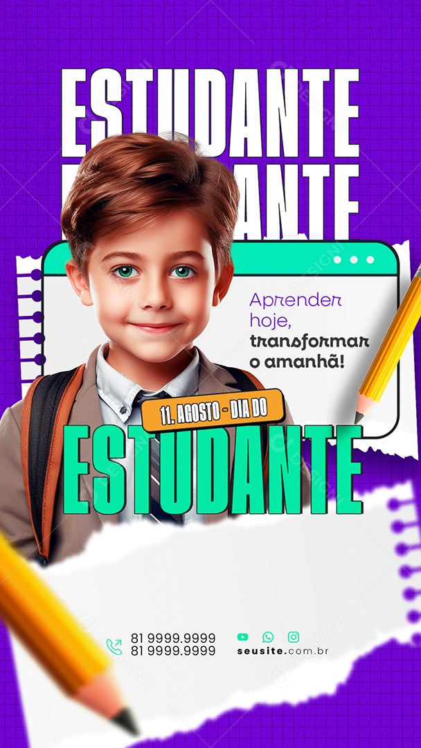 Story Dia do Estudante 11 de Agosto Social Media PSD Editável