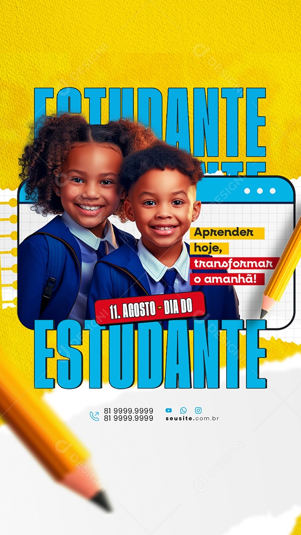 Stoty  Dia do Estudante 11 de Agosto Social Media PSD Editável