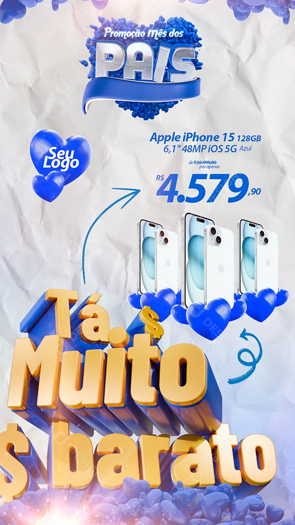 Story Promoção Mês dos Pais Apple Iphone 15 Social Media PSD Editável