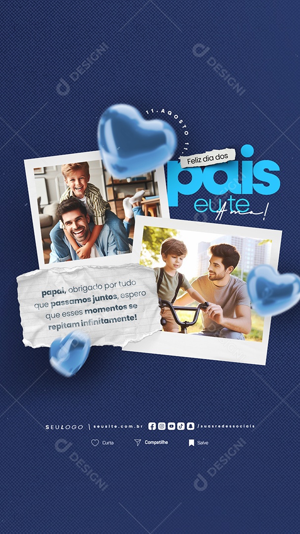 Story Dia Dos Pais 11 de Agosto Eu Te Amo Social Media PSD Editável