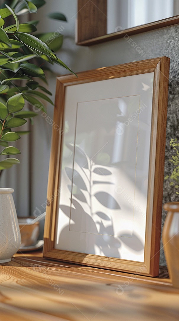 Moldura de madeira mogno minimalista de alta qualidade em branco e moderna