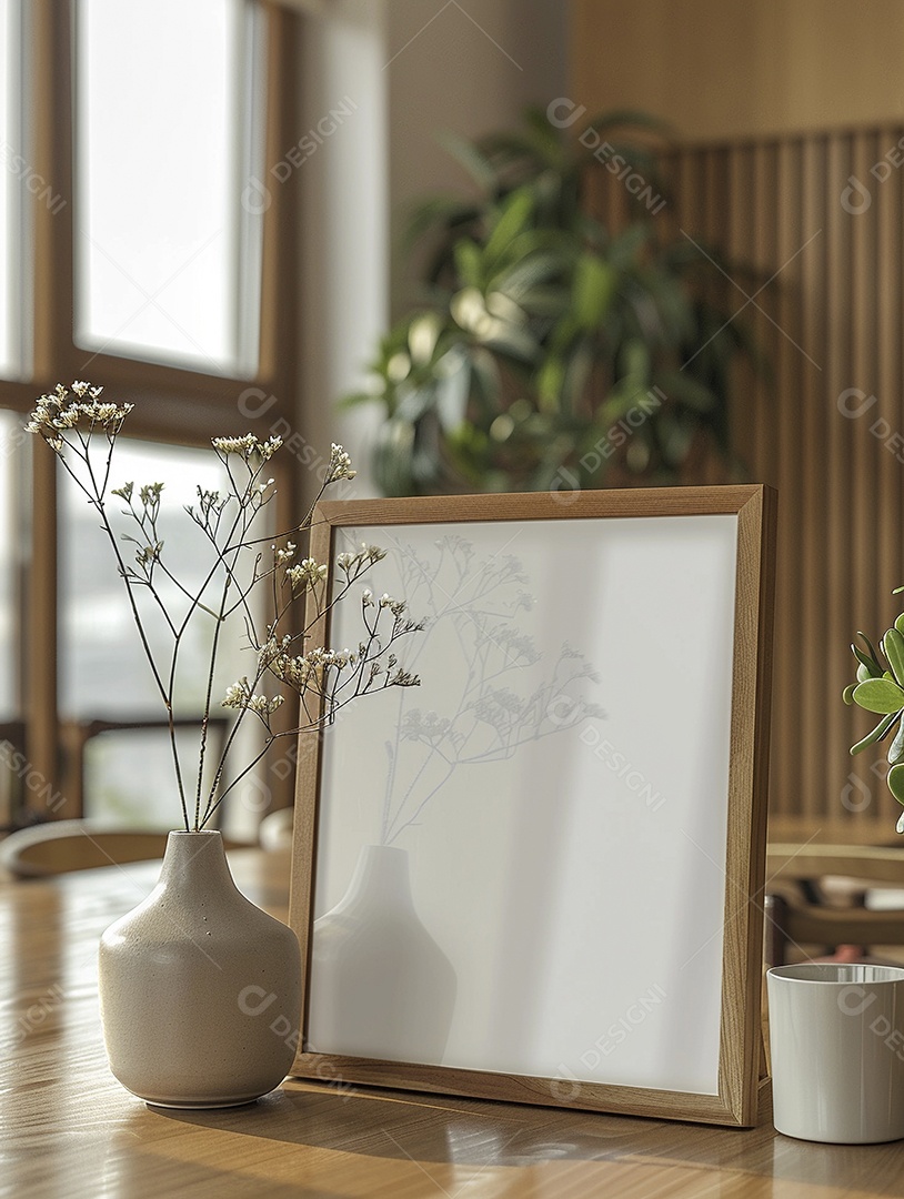 Moldura de madeira mogno minimalista de alta qualidade em branco e moderna