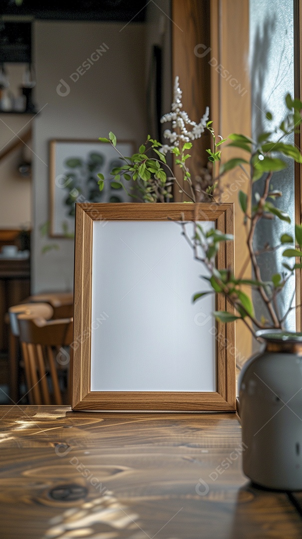 Moldura de madeira mogno minimalista de alta qualidade em branco e moderna