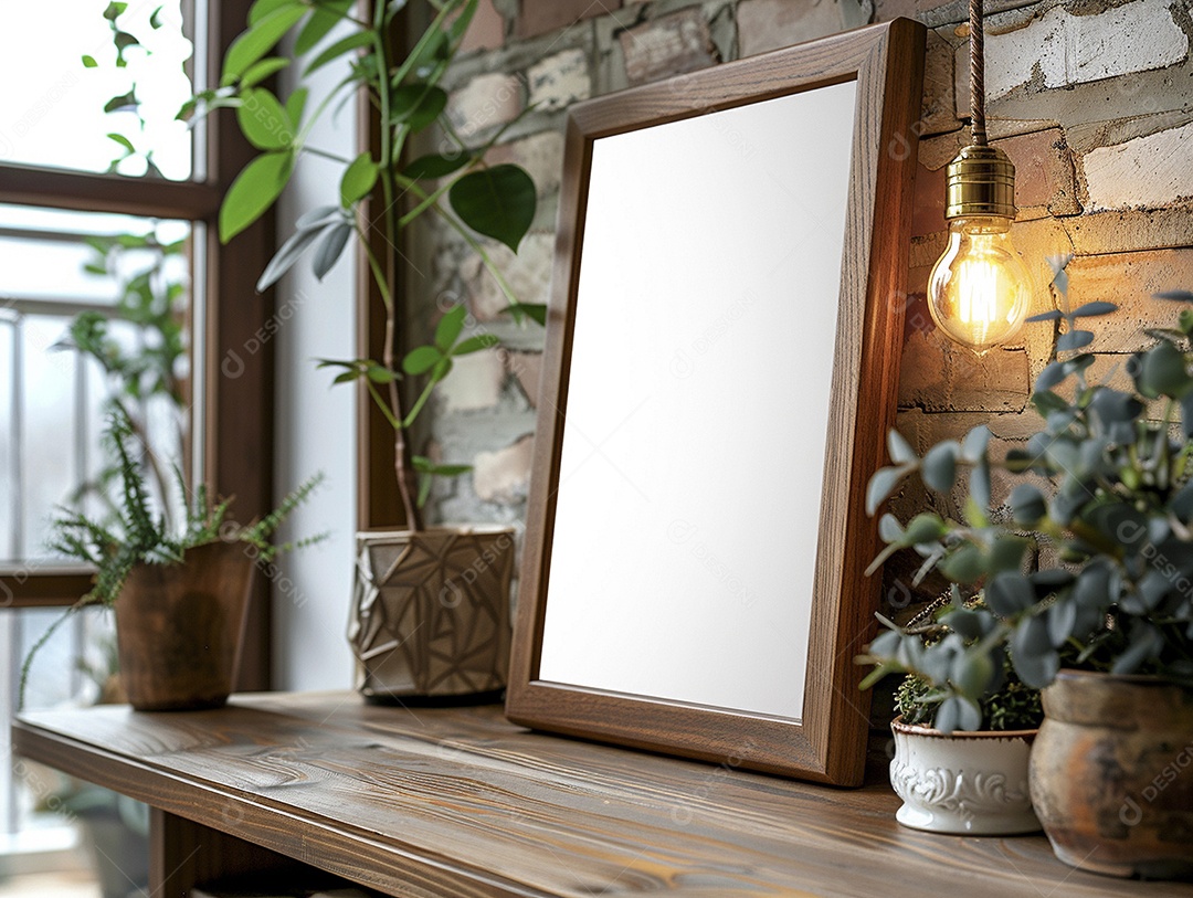 Moldura de madeira mogno minimalista de alta qualidade em branco e moderna