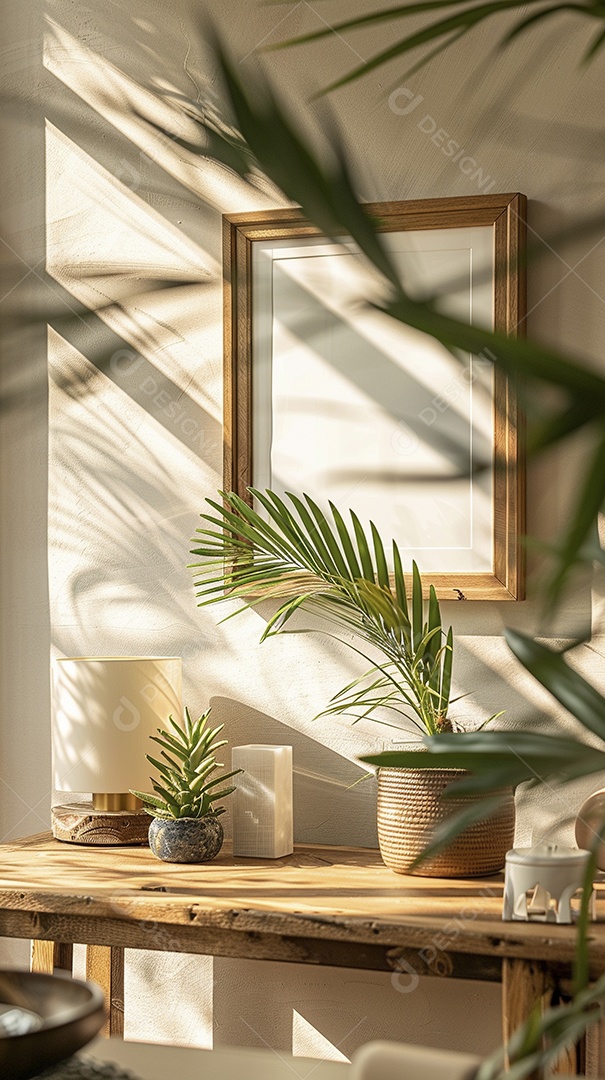 Moldura de madeira mogno minimalista de alta qualidade em branco e moderna