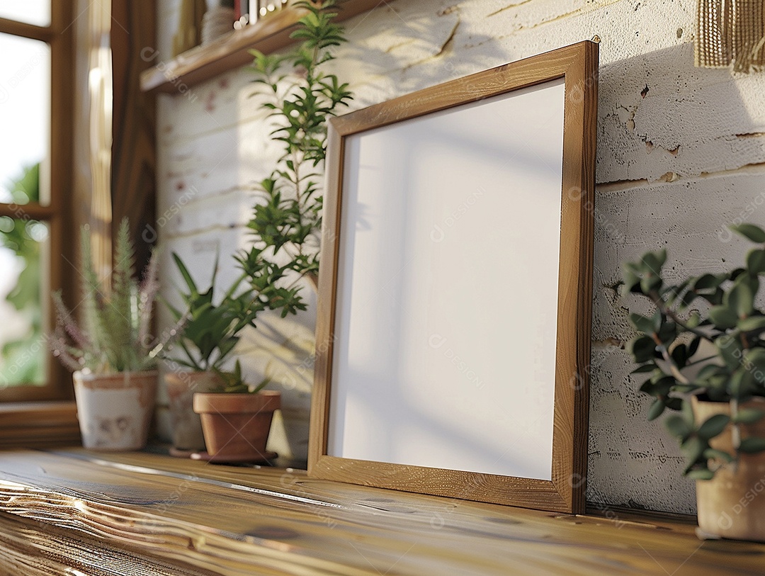 Moldura de madeira mogno minimalista de alta qualidade em branco e moderna