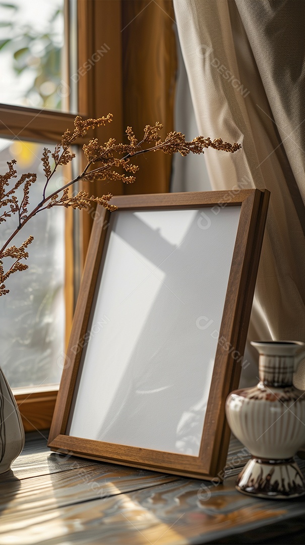 Moldura de madeira mogno minimalista de alta qualidade em branco e moderna