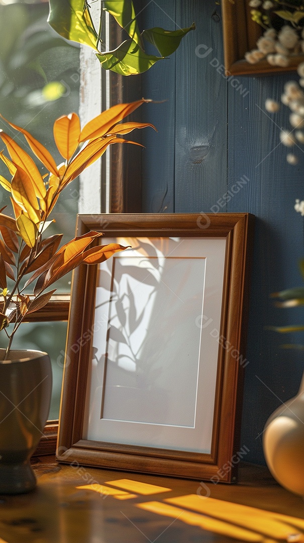 Moldura de madeira mogno minimalista de alta qualidade em branco e moderna