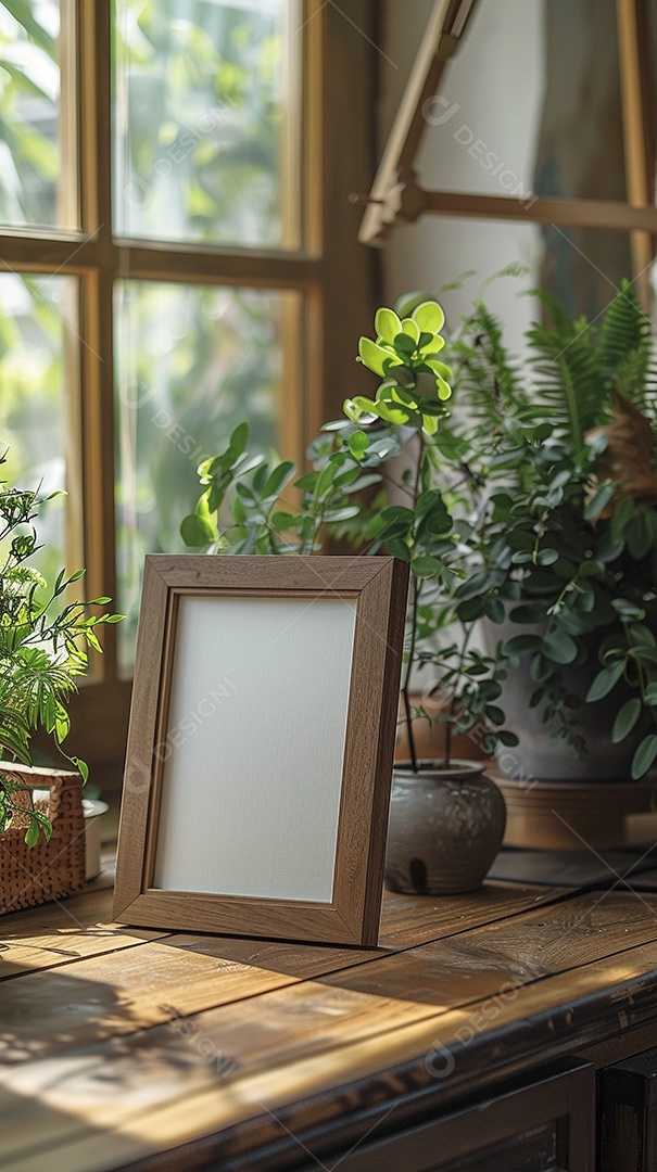 Moldura de madeira mogno minimalista de alta qualidade em branco e moderna