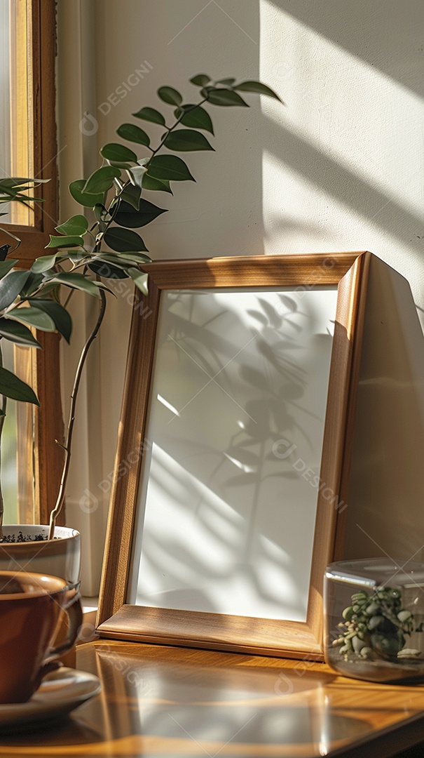 Moldura de madeira mogno minimalista de alta qualidade em branco e moderna