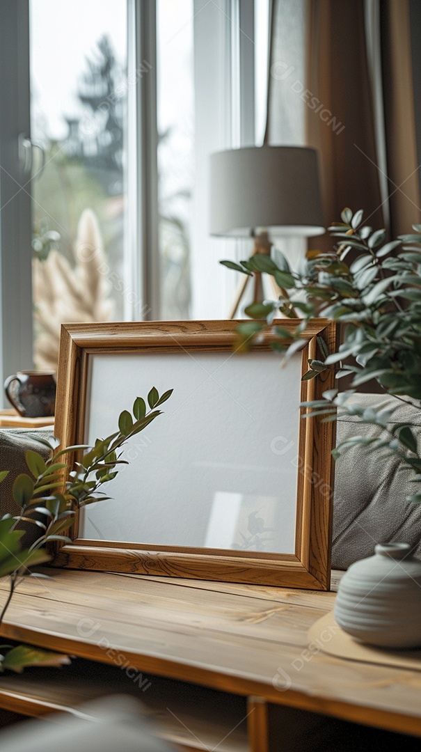 Moldura de madeira mogno minimalista de alta qualidade em branco e moderna