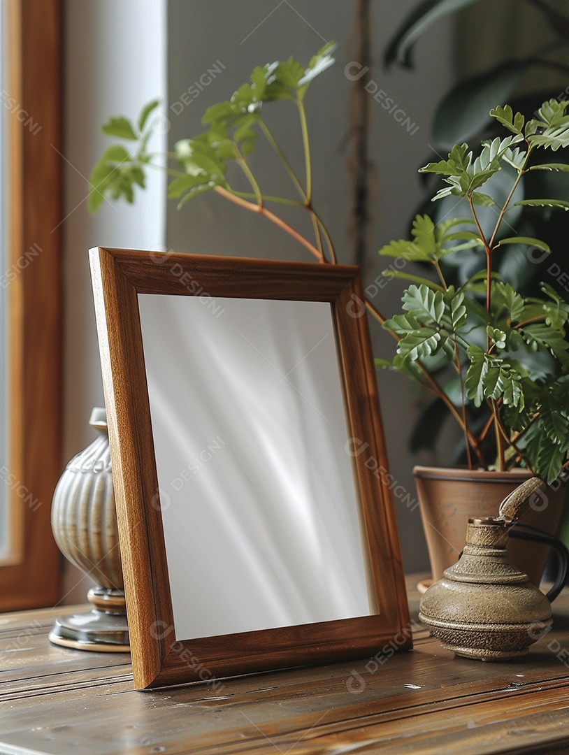 Moldura de madeira mogno minimalista de alta qualidade em branco e moderna