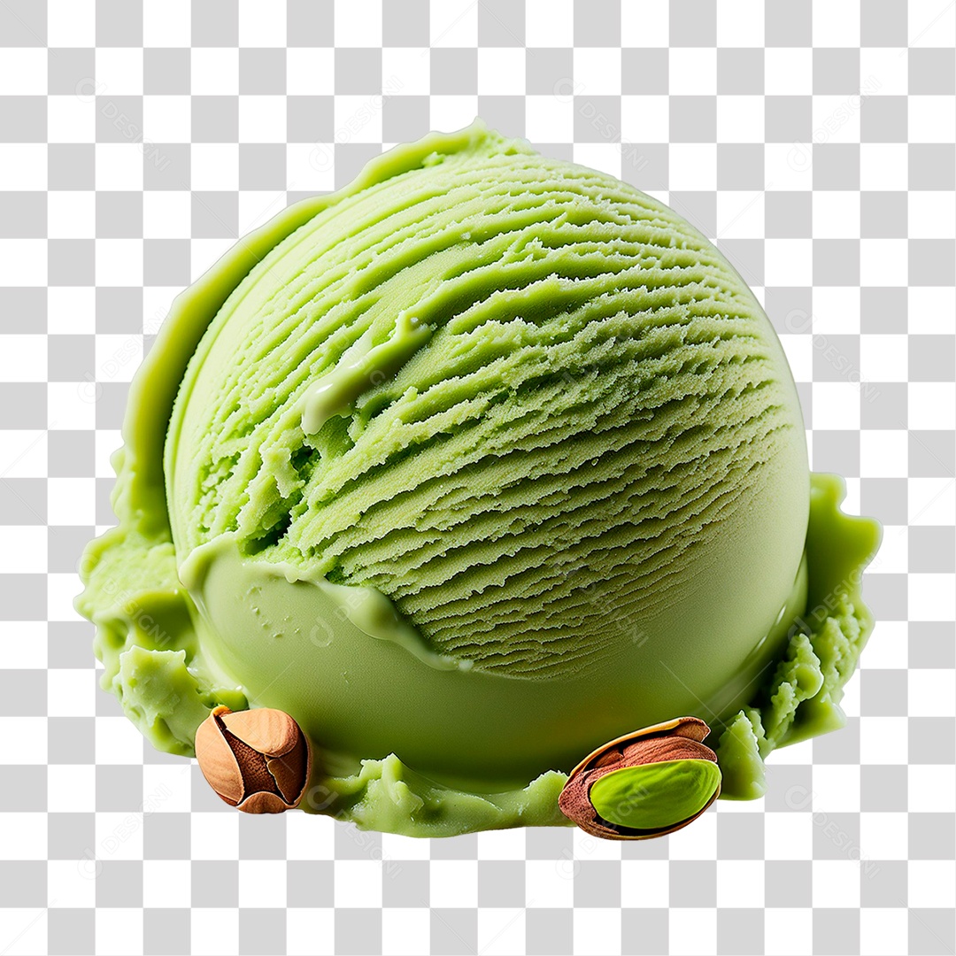 Bola de Sorvete Verde PNG Transparente