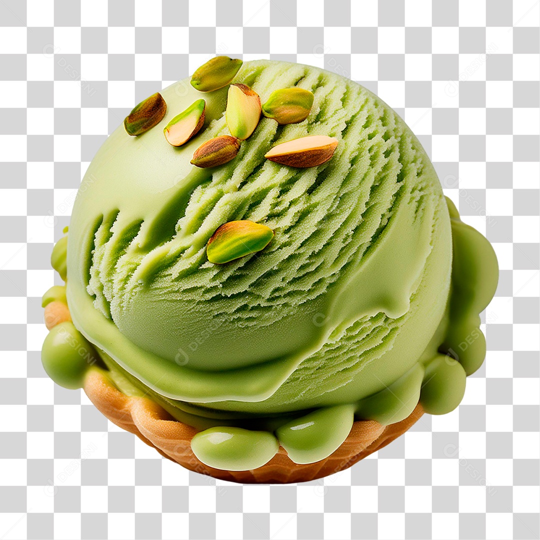 Bola de Sorvete Verde PNG Transparente