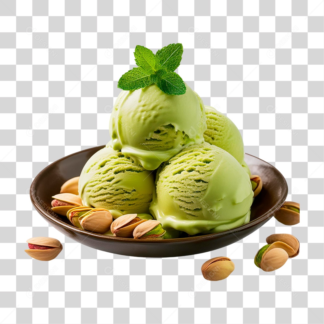 Bola de Sorvete Verde PNG Transparente