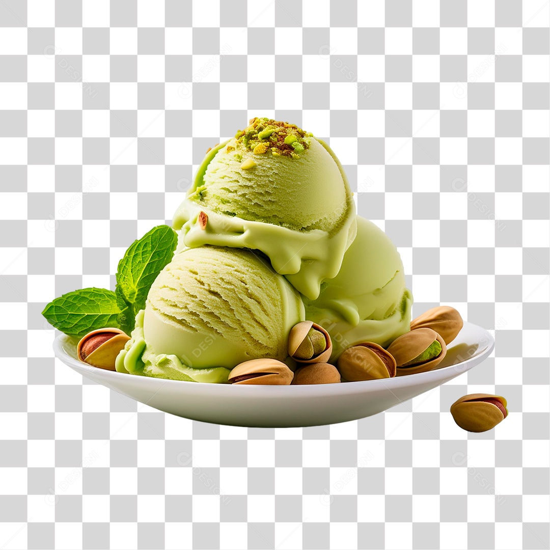 Bola de Sorvete Verde PNG Transparente