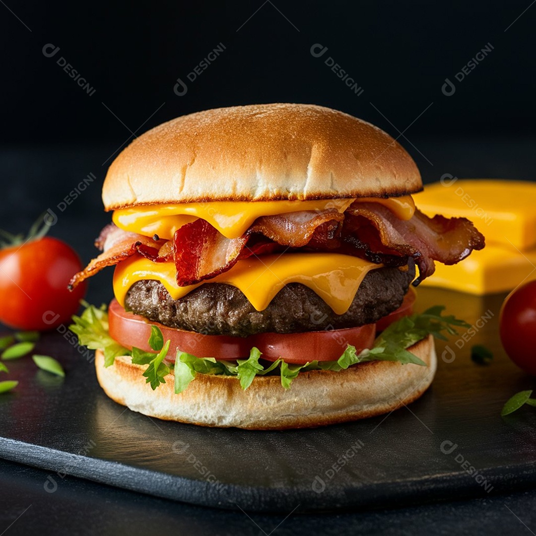 Delicioso hamburguer suculento