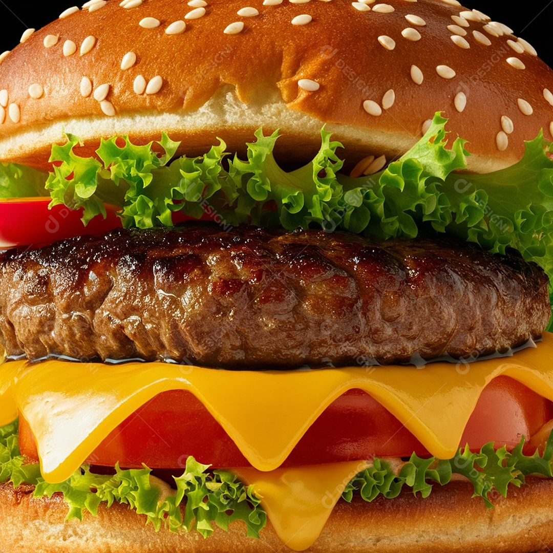 Detalhes de um delicioso hamburguer