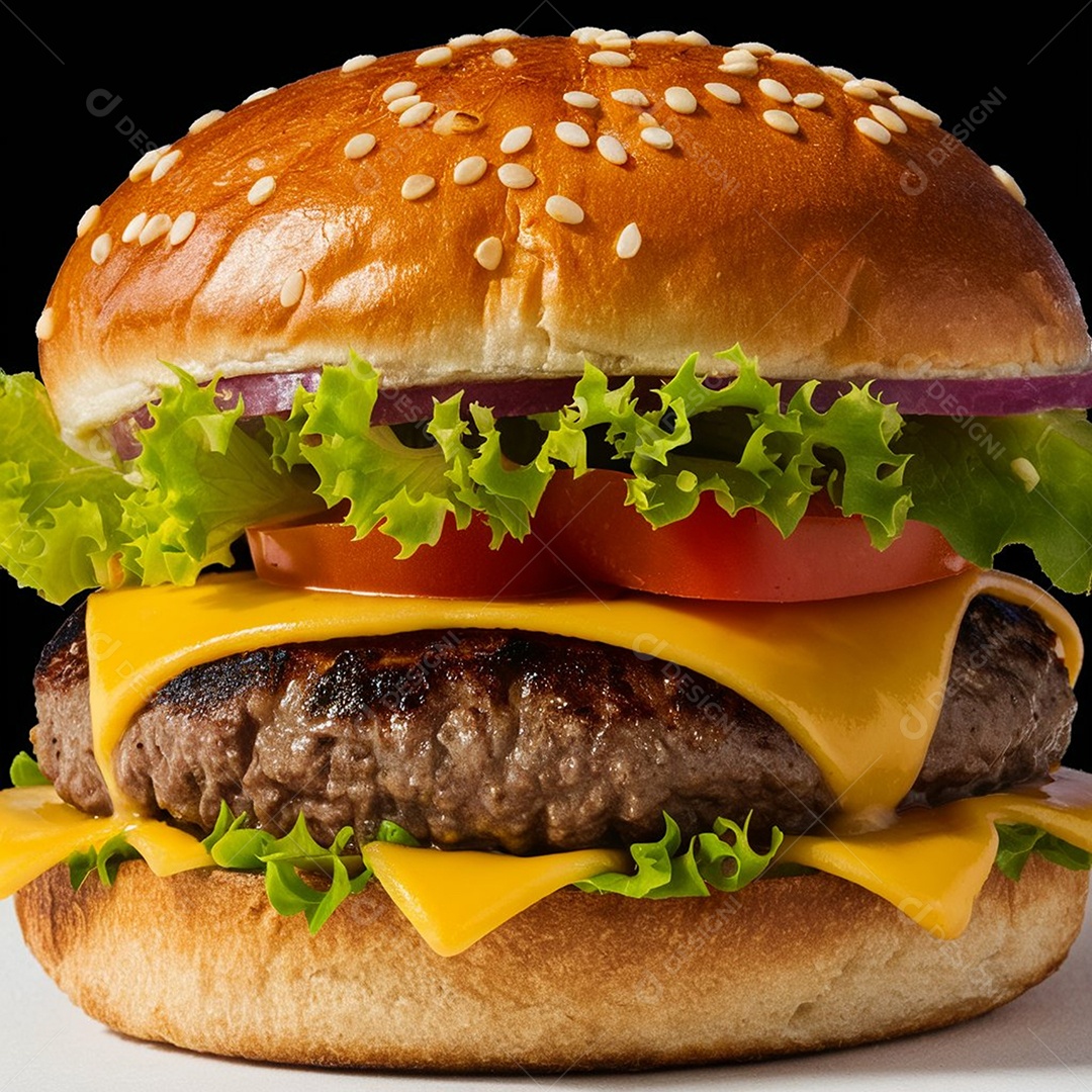 Delicioso hamburguer com salada