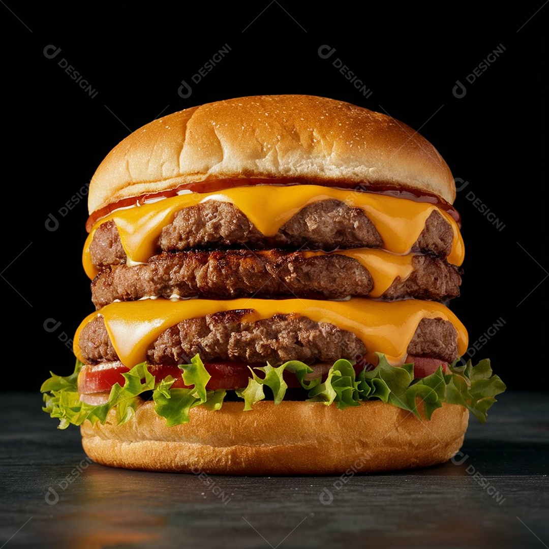 Hambúrguer delicioso gourmet de queijo com carne