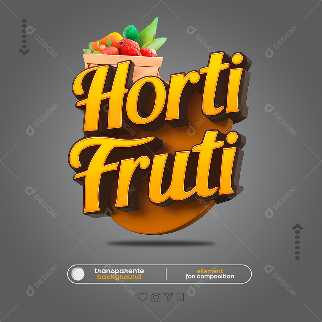 Hortifruti Selo 3D Laranja para Composição PSD