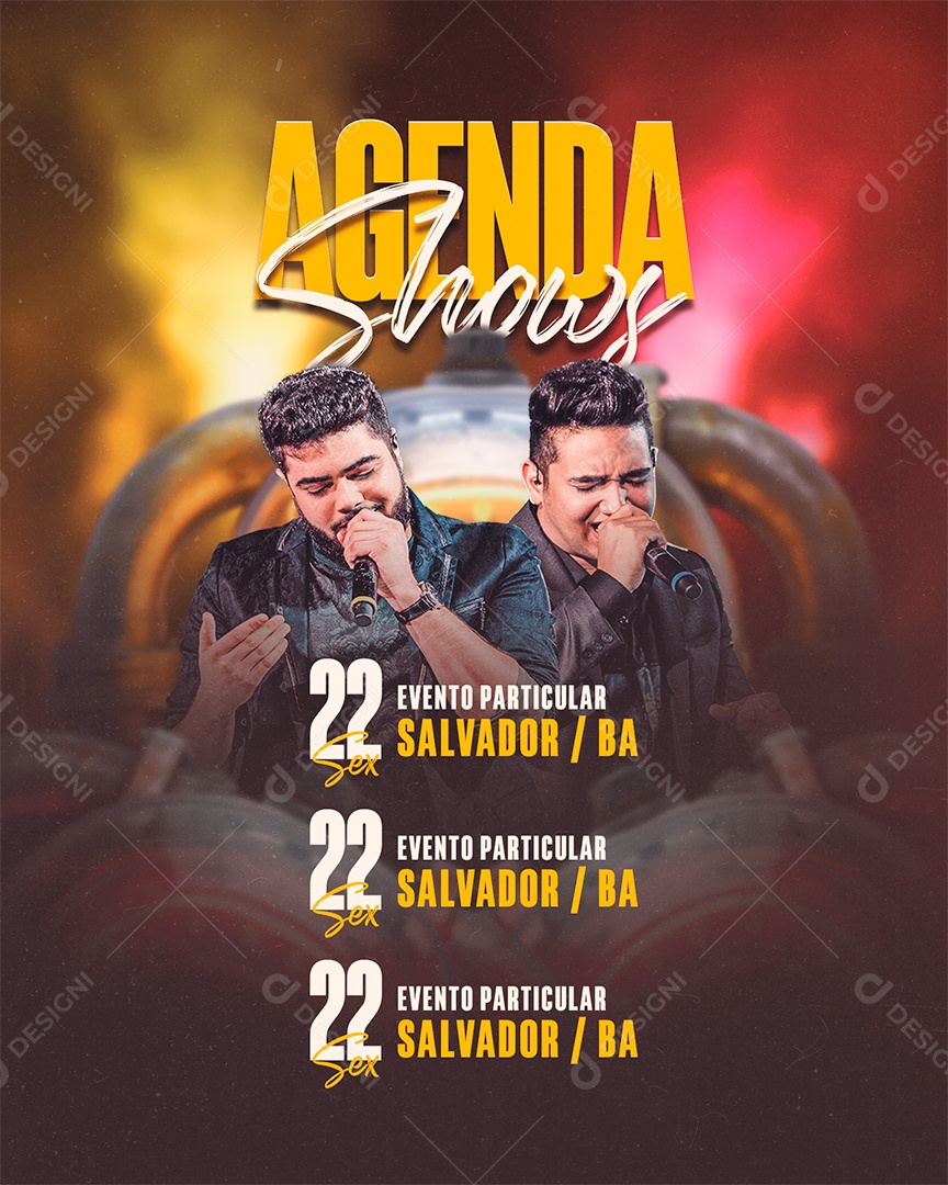 Feed Flyer Agenda Shows Social Media PSD Editável