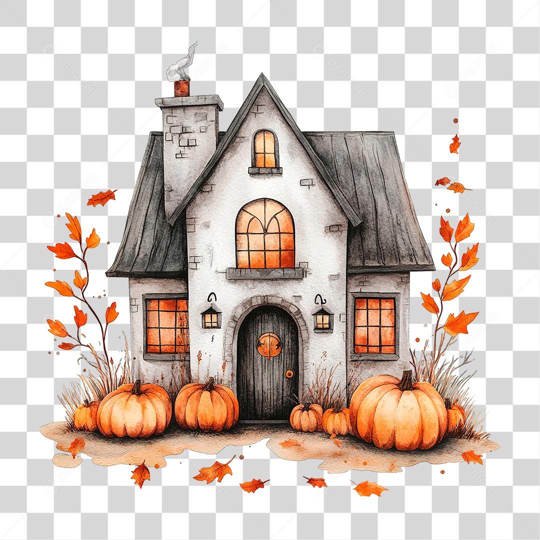 Elemento 3D Casa Mal Assombrada PNG Transparente