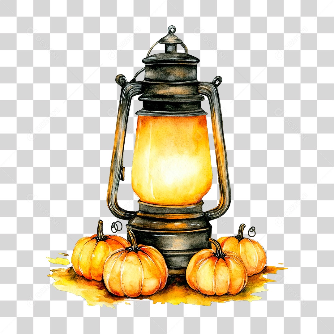 Elemento 3D Lamparina Halloween PNG Transparente