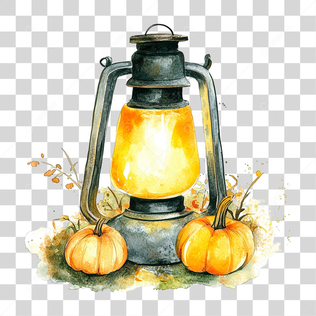 Elemento 3D Lamparina Halloween PNG Transparente