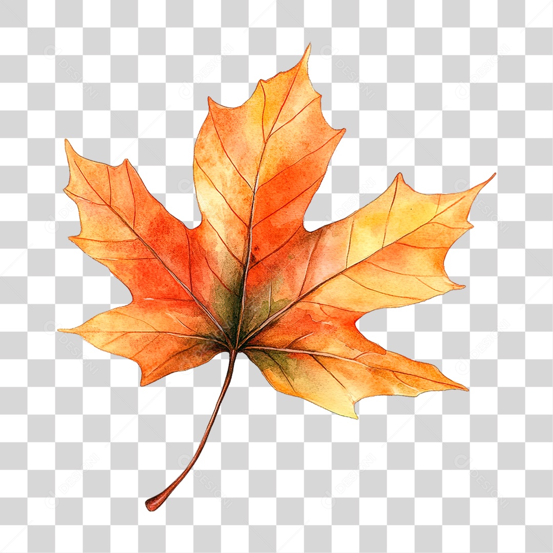 Elemento 3D Folha de Outono PNG Transparente