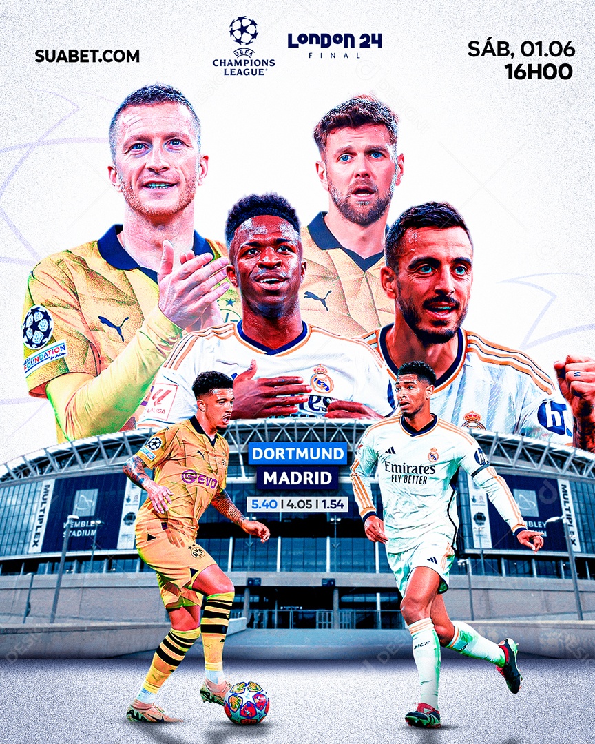 Flyer Casa de Apostas Final Champions League Social Mídia PSD Editável