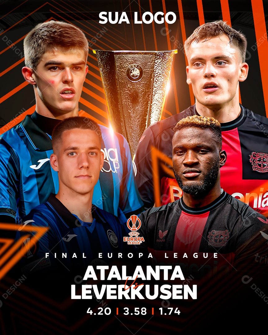 Flyer Casa de Apostas Final Europa League Social Mídia PSD Editável