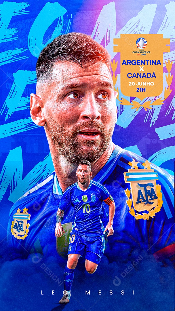 Flyer Lionel Messi Argentina Social Mídia PSD Editável