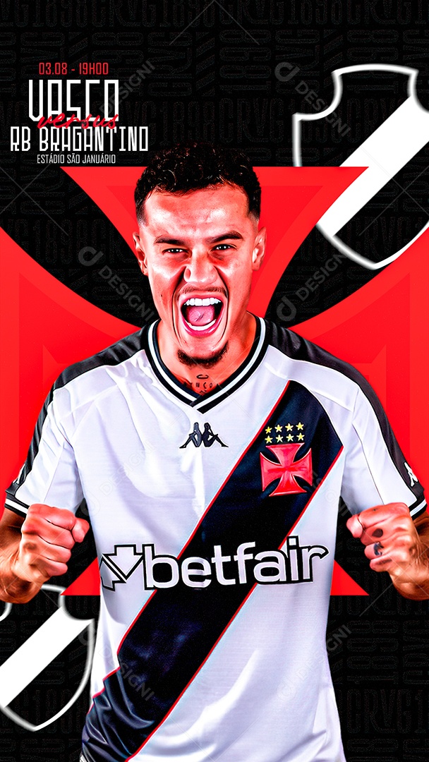 Flyer Matchday Coutinho Vasco Social Mídia PSD Editável