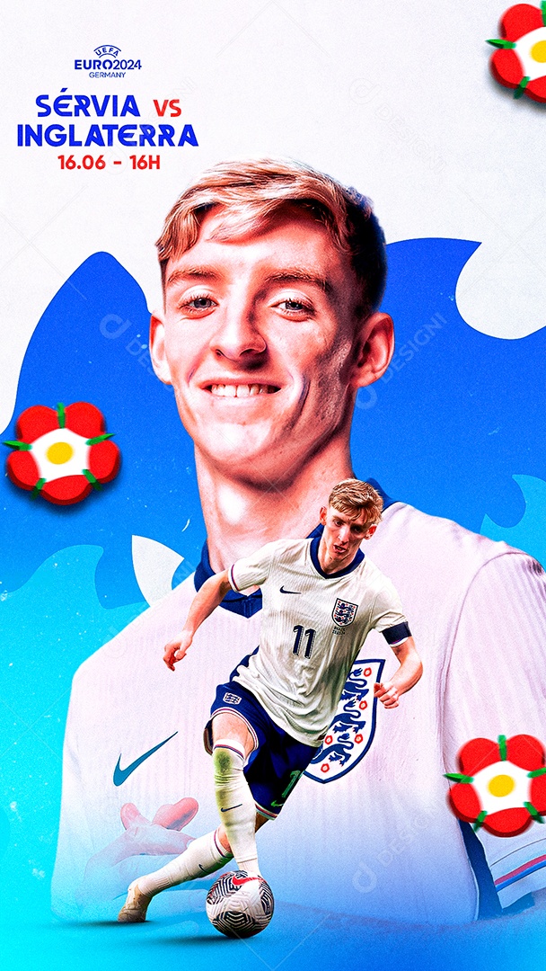 Flyer Matchday Gordon Inglaterra Eurcopa Social Mídia PSD Editável