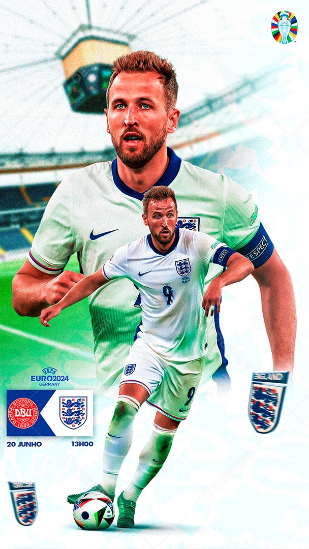 Flyer Matchday Kane Inglaterra Social Mídia PSD Editável