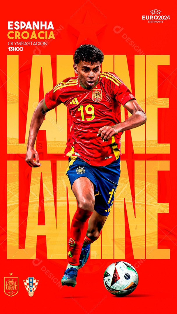 Flyer Matchday Lamine Yamal Espanha Social Mídia PSD Editável